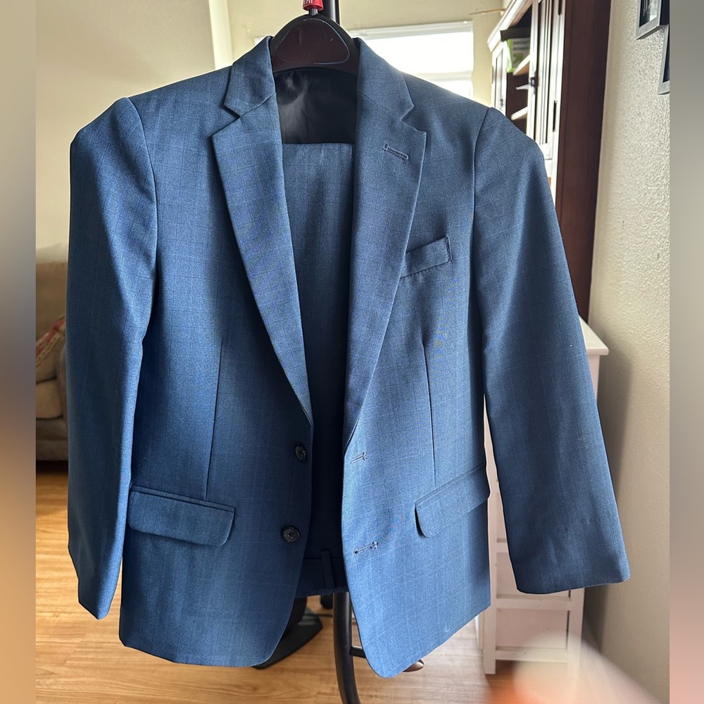 Blue suit with stripes for slim boys